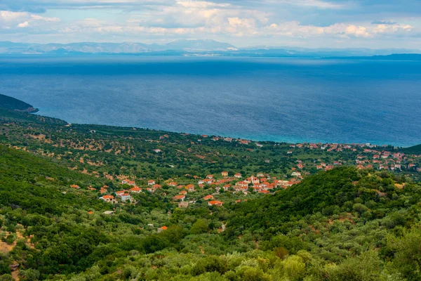 stock image Panorama view of Poulithra village at Peloponnese island in Greece.