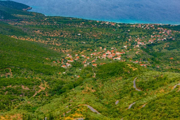 Панорама Вид Села Пулітра Пелопоннеському Острові Греції — стокове фото