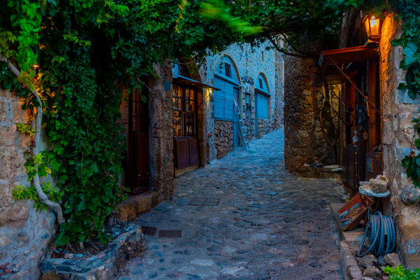 Stone street of historical town Monemvasia in Greece.