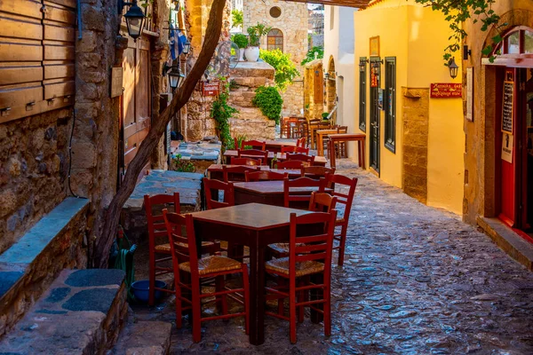 Stock image Monemvasia, Greece, September 6, 2022: Stone street of historical town Monemvasia in Greece.