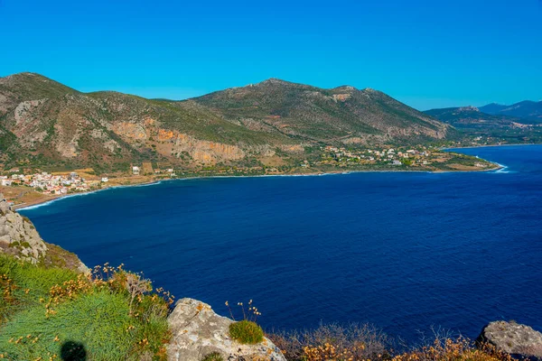 Panorama Vista Praia Pori Península Peloponeso Grécia — Fotografia de Stock