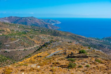 Yunanistan 'ın Mountanistika köyünden Mani bölgesi manzarası.
