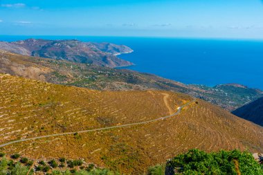 Yunanistan 'ın Mountanistika köyünden Mani bölgesi manzarası.