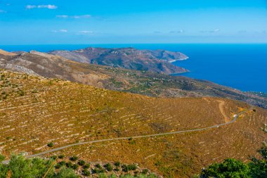 Yunanistan 'ın Mountanistika köyünden Mani bölgesi manzarası.