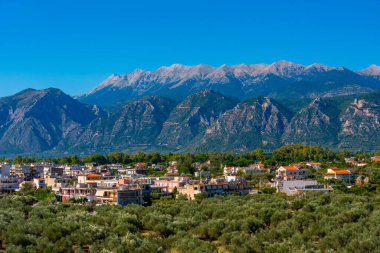 Yunan kenti Sparta 'nın Panorama manzarası.