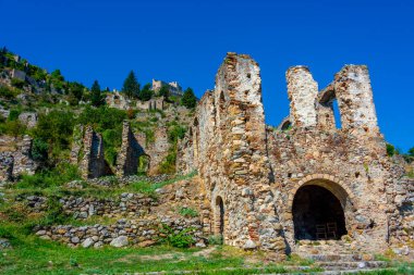 Yunanistan 'daki Mystras arkeoloji sahasına bakış.