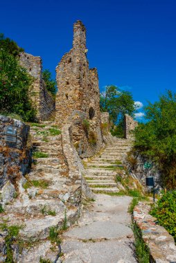 Yunanistan 'daki Mystras arkeoloji sahasına bakış.