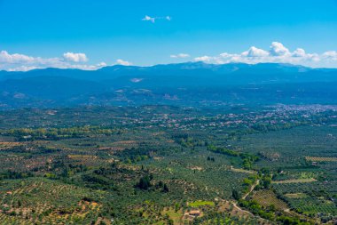 Yunanistan 'daki Mora yarımadasının tarım manzarası.