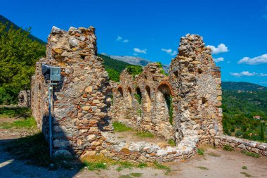 Yunanistan 'daki Mystras arkeoloji sahasına bakış.