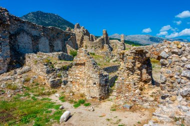 Yunanistan 'daki Mystras arkeoloji sahasının akropolü.