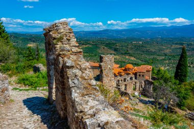 Yunanistan 'daki Mystras arkeoloji sahasına bakış.