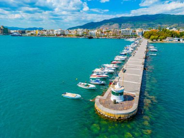 Yunanistan 'ın Kalamata limanının Panorama manzarası.