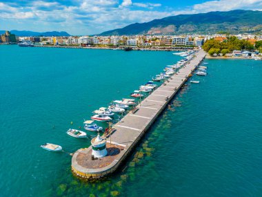 Yunanistan 'ın Kalamata limanının Panorama manzarası.