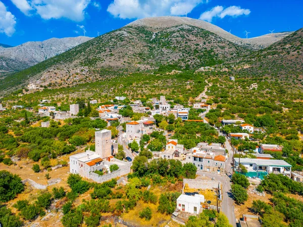 stock image Aerial view of Varvaka village at Peloponnese peninsula in Greece.