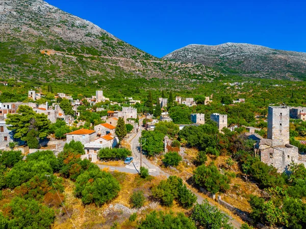 Vista Aérea Aldeia Mina Península Peloponeso Grécia — Fotografia de Stock