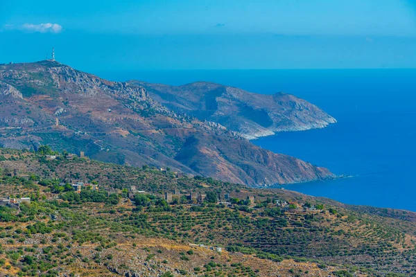 Panoramisch Uitzicht Mani Vanaf Het Dorp Mountanistika Griekenland — Stockfoto