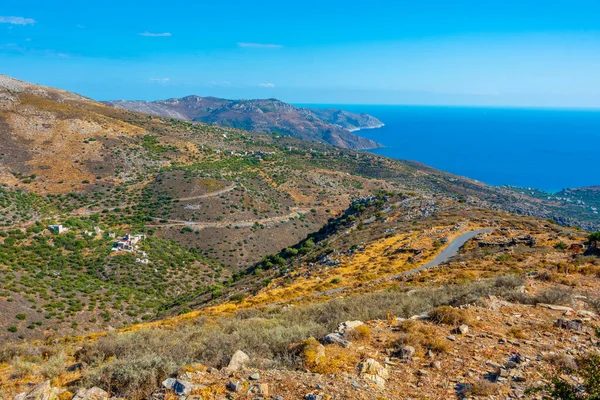 Panorama Vista Região Mani Aldeia Mountanistika Grécia — Fotografia de Stock