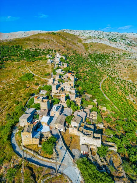 stock image Aerial view of Mountanistika village at Peloponnese peninsula in Greece.