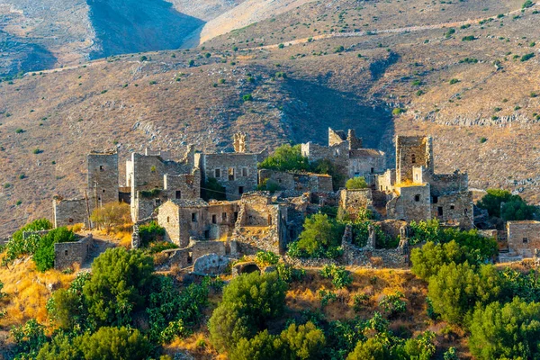 stock image Panorama view of Vathia village at Peloponnese peninsula in Greece.