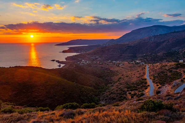 stock image Panorama view of Greek coastline near Gerolimenas.