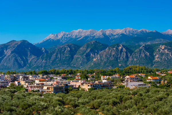 Yunan kenti Sparta 'nın Panorama manzarası.