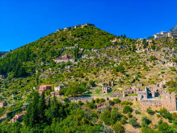 Yunanistan Daki Mystras Arkeoloji Sahasının Panorama Görünümü — Stok fotoğraf