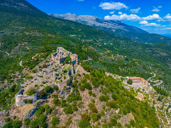Panorama view of Mystras archaeological site in Greece.