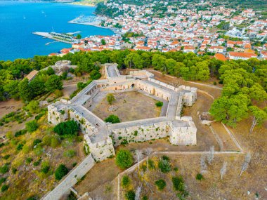 Yunanistan 'daki Pylos Kalesi Panoraması.