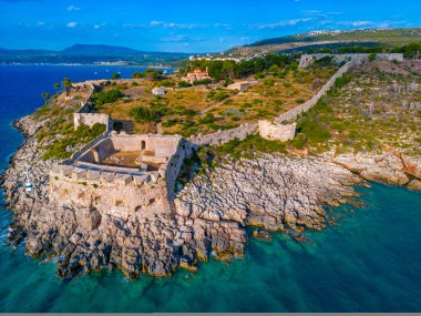 Yunanistan 'daki Pylos Kalesi Panoraması.