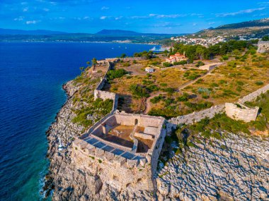 Yunanistan 'daki Pylos Kalesi Panoraması.