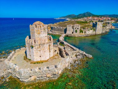 Yunanistan 'daki Methoni Kalesi Panoraması.