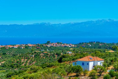 Yunanistan 'ın Koroni kentinin Panorama manzarası.