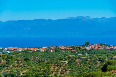 Yunanistan 'ın Koroni kentinin Panorama manzarası.