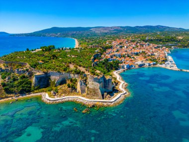 Yunanistan 'daki Koroni Kalesi Panoraması.