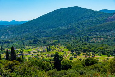 Yunanistan 'daki Antik Messini Arkeolojik Alanının Panorama Görüşü.