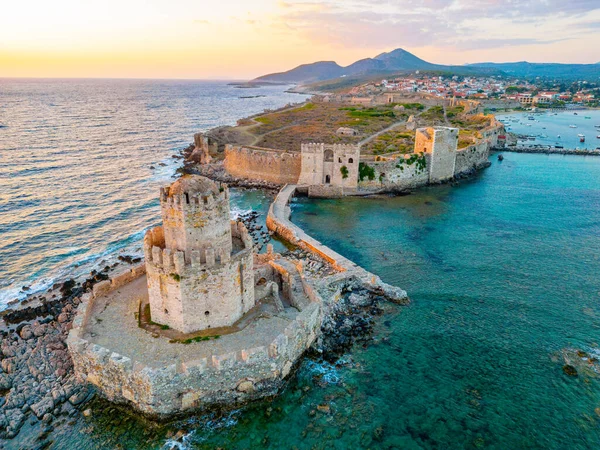 Panorama Tramonto Del Castello Methoni Grecia — Foto Stock