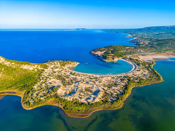 Panoramisch Uitzicht Het Strand Voidokilia Griekenland — Stockfoto