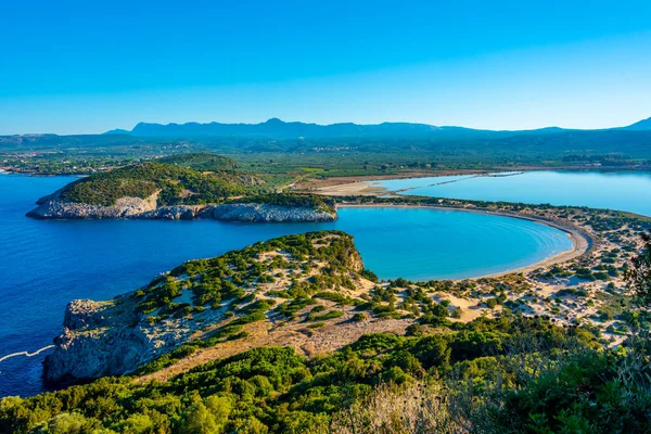 Panoramablick Auf Den Strand Voidokilia Griechenland — Stockfoto