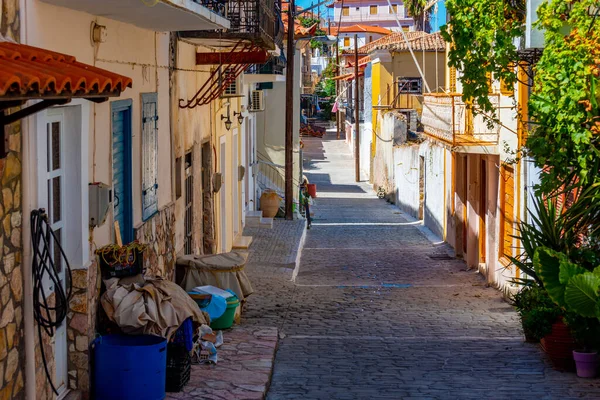 Kleurrijke Straat Van Griekse Stad Koroni — Stockfoto