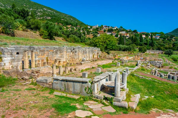 Norra Portico Agora Arkeologiska Platsen Ancient Messini Grekland — Stockfoto