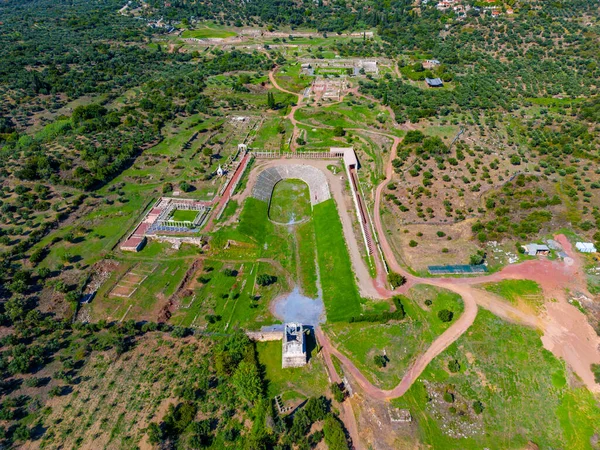 Panorama Vista Sítio Arqueológico Antiga Messini Grécia — Fotografia de Stock