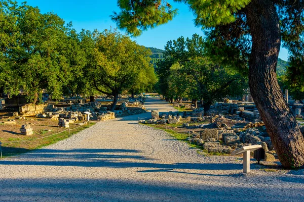 Vista Tramonto Del Sito Archeologico Olimpia Grecia — Foto Stock