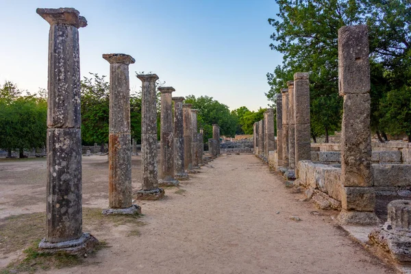 Vista Del Atardecer Palaestra Sitio Arqueológico Olympia Grecia — Foto de Stock