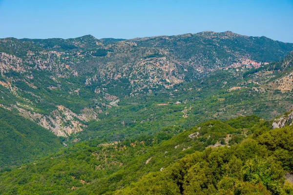 Panoráma Kilátás Lousios Szurdok Görögországban — Stock Fotó