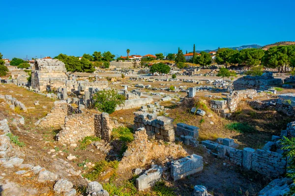 Pohled Starověké Korintské Archeologické Naleziště Řecku — Stock fotografie