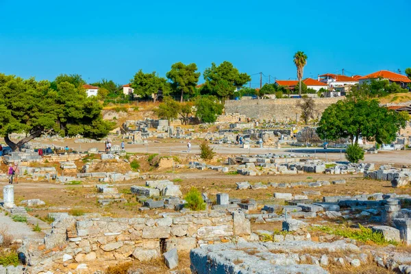 Vue Site Archéologique Ancienne Corinthe Grèce — Photo