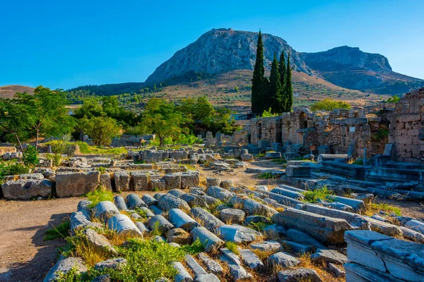 Ókori Korinthoszi Régészeti Lelőhely Megtekintése Görögországban — Stock Fotó