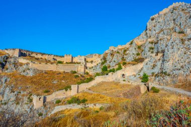 Yunanistan 'daki Akrokorinth kalesinin manzarası.