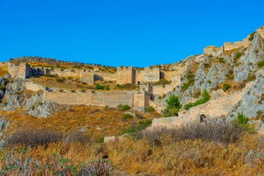 Yunanistan 'daki Akrokorinth kalesinin manzarası.