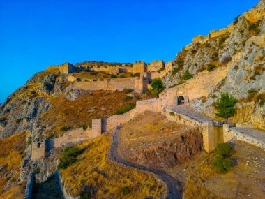 Yunanistan 'daki Akrokorinth kalesinin manzarası.